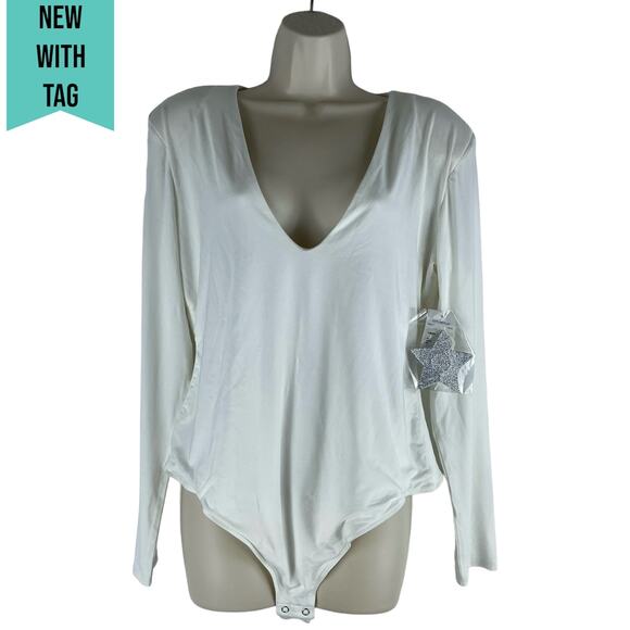 Good American Good Body Power Shoulder Bodysuit Ivory Size 5/ 2X - Picture 4 of 10